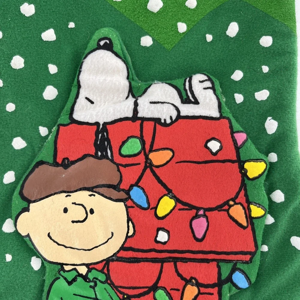 Vintage Felt Kurt Adler Christmas Stocking Peanuts Charlie Brown Snoopy Applique